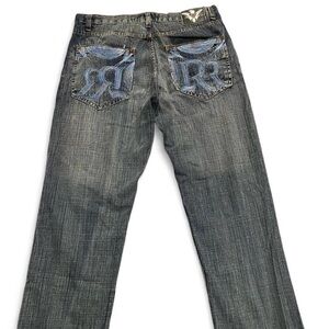 Vintage Roman Royalty Y2K Baggy Embroidered Jeans 36x32